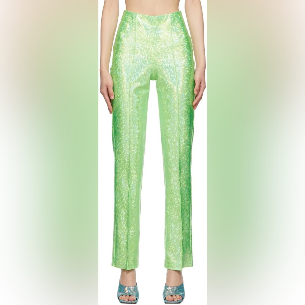 SAKS POTTS Lissi Shimmer Stretch Pants - Green